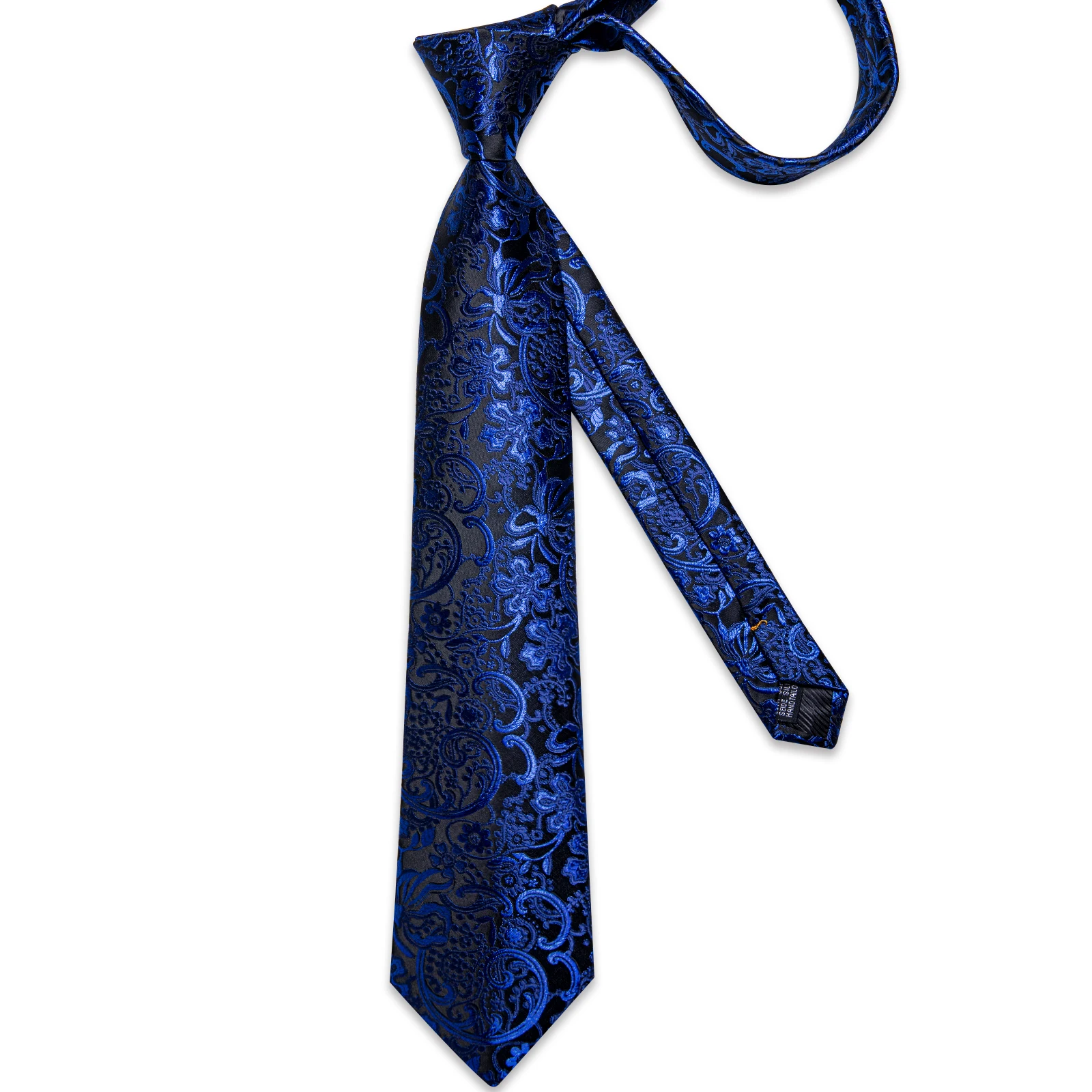 Solid Blue Floral Fashion Men's 8cm Silk Ties Business Wedding Party 150cm Length Necktie Handkerchief Cufflinks Gift