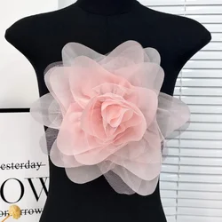27cm Fabric Mesh Large Flower Brooch Handmade Lapel Pins Fashion Corsage Wedding Party Brooches for Owmen Women Accessories