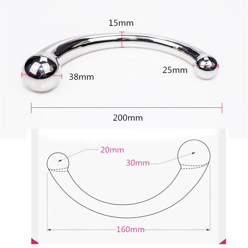 Double Ended Stainless Steel G Spot Wand Massage Stick Pure Metal Penis P-Spot Stimulator Anal Plug Dildo Sex Toy for Women Men