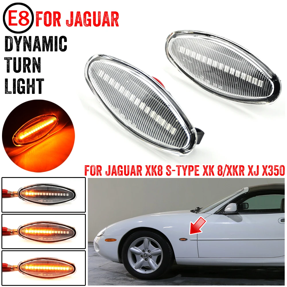 

2pcs Dynamic Led Turn Signals Side marker light Lamp For JAGUAR XK8/XKR 1997-2006 S-Type 1999-2007 XJ X350 2003-2006