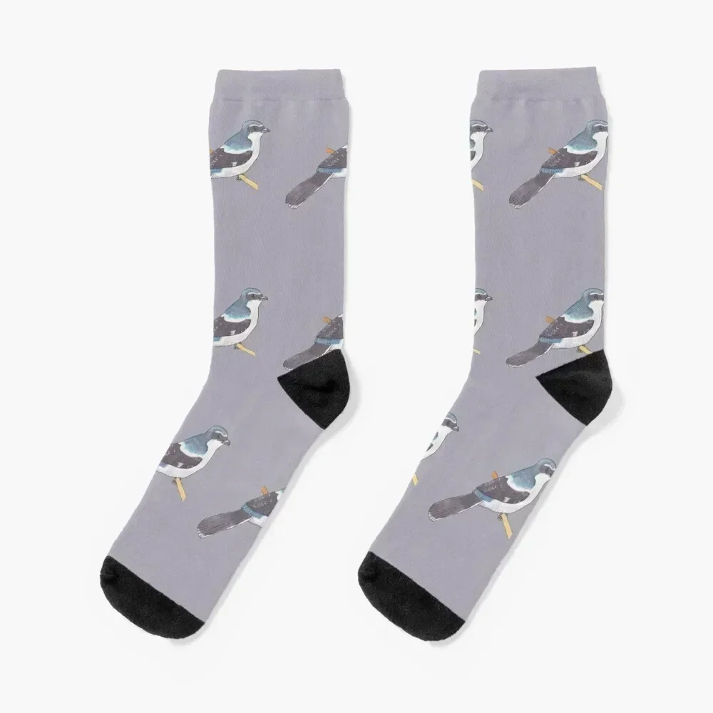 

Loggerhead Shrike bird species watercolor bird art Socks hiking aesthetic sports and leisure with print Girl'S Socks Men's