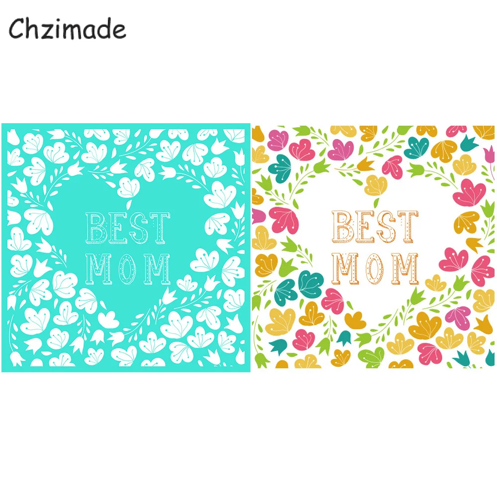 Chzimade 1Pc Best Mom Self-Adhesive Silk Screen Printing Stencil Mesh Transfers 30x30cm for T-Shirts Pillows Diy Handmade Crafts