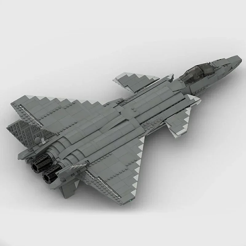 Moc Building Bricks Military Model J-20 Stealth Fighter 1:34 Technology Modular Blocks Gifts Toys For Children DIY Sets Assembly