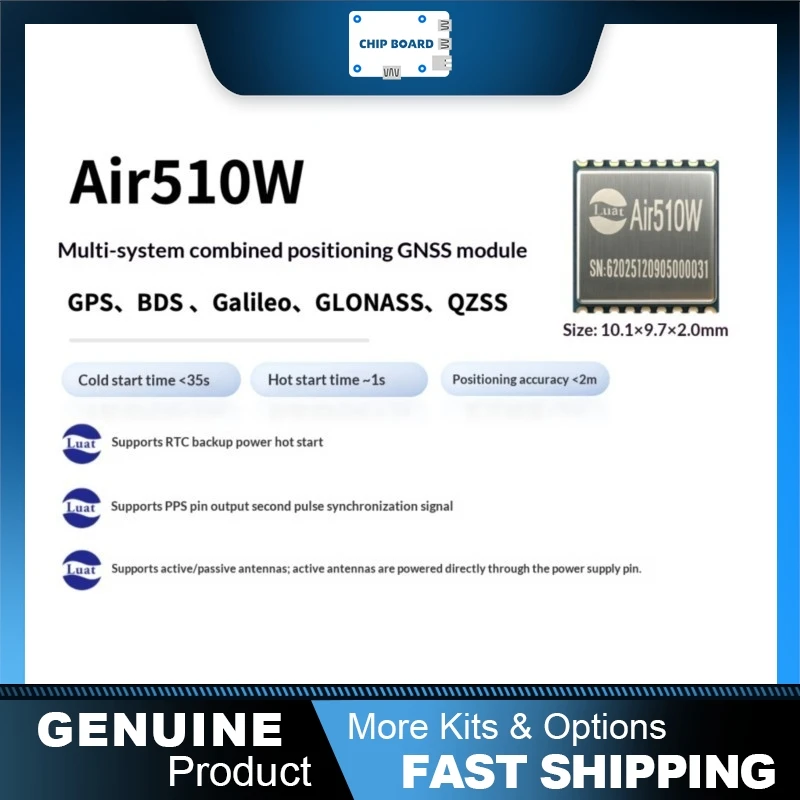 LuatOS Air510W GNSS Module, Small Size GPS Positioning Board, Low Power IoT Tracker