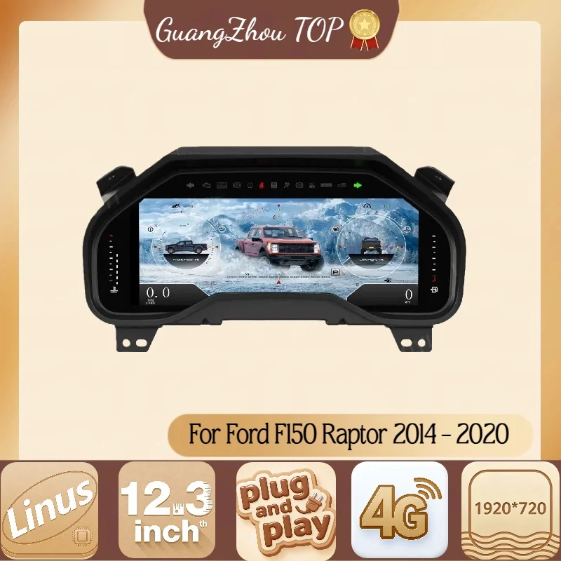 

12,3-дюймовый ЖК-цифровой кластер приборной панели для Ford F150 Raptor 2004-2020, виртуальная приборная панель, спидометр, виртуальный кабин, Linux