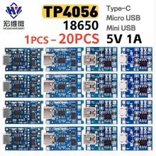 Micro Type-c USB 5V 1A TP4056 Lithium Battery Charger Module Charging Board With Protection Dual Functions Current Protection 1