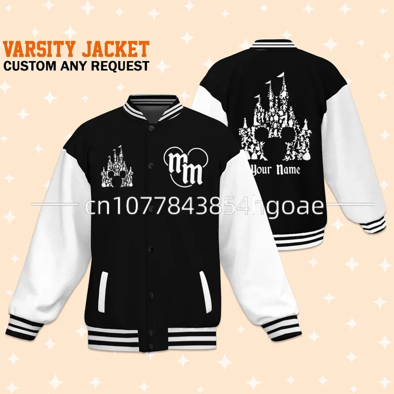 New Customized Disney Baseball Jacket Disney 100th anniversary Casual Baseball Jacket Oversize Street Men's and Women's Jacket