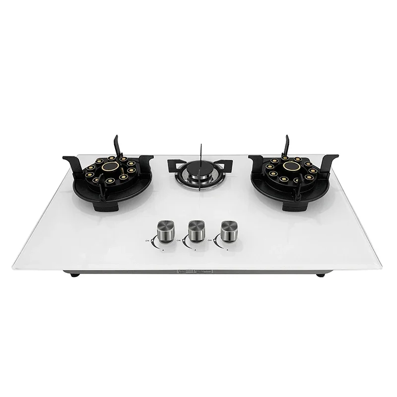 White Flip Top gas cooker LPG gas cooktops glass top battery 3