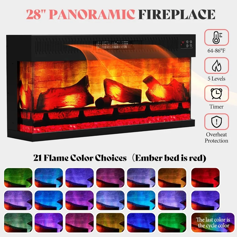 60 مدفأة كهربائية للمزرعة مع رف، حامل تلفزيون مدفأة ثلاثي الجوانب لأجهزة التلفاز حتى 65، طاولة مركز الترفيه #2