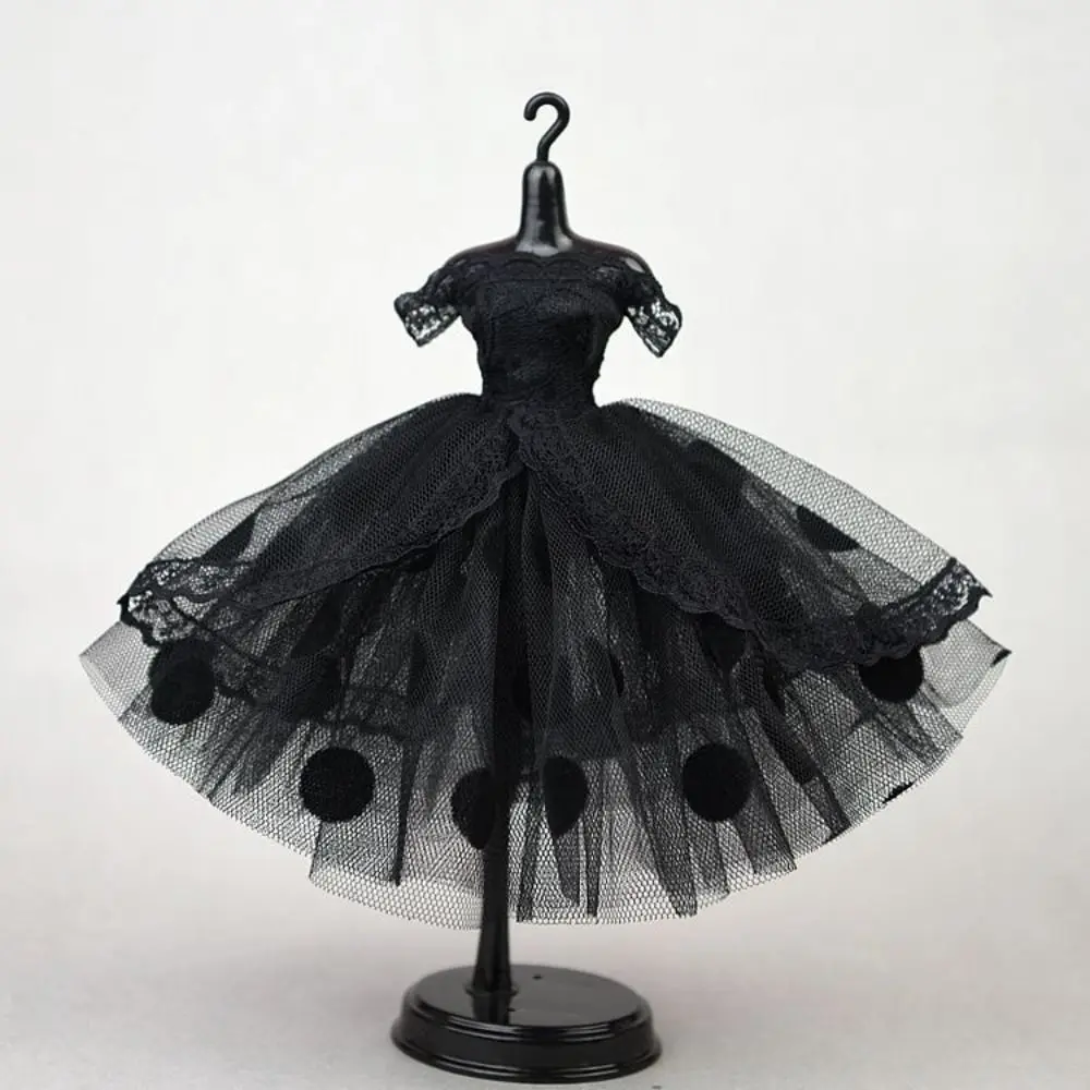 Fashion Dress Up Doll Dress Tutu Dotted Prom Dress Lace Dolls Clothes Multilayer Mini Black Doll Princess Dress DIY Toy