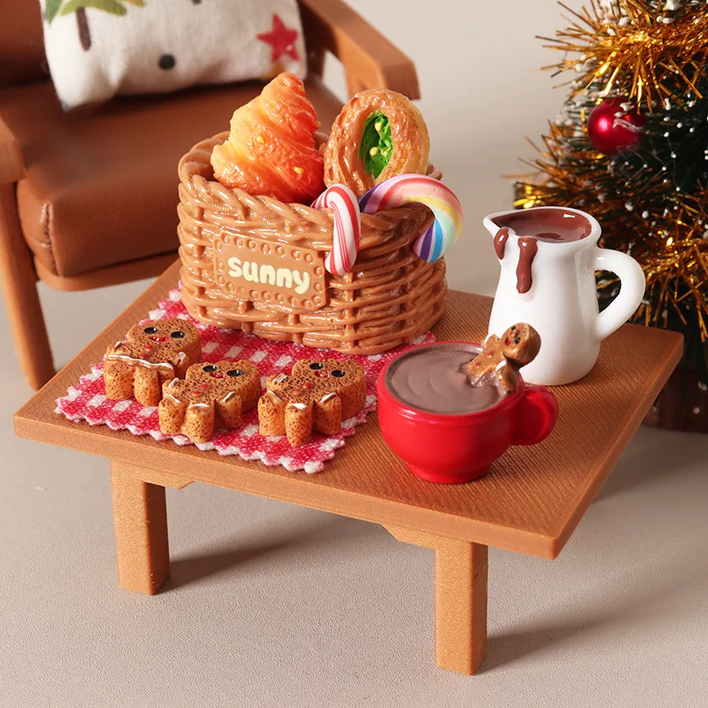 1:12 Dollhouse Christmas Mini Food Play Set Simulation Gingerbread Coffee Cup Pastry Model DIY Diorama