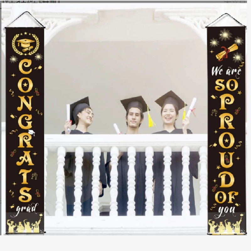 

Graduation Couplet Banners Graduation Party Hanging Flags Porch Sign Class of 2022 Congrats Grad Party Outdoor Home Door Decor 8