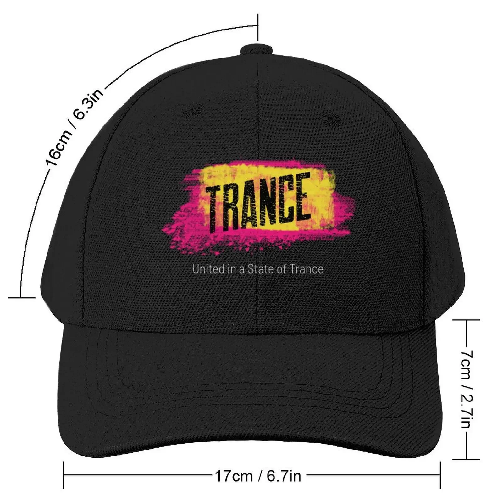 Trance - United in a State of Trance - Trance Music Cross design Baseball Cap fishing hat derby hat dad hat Female Men's