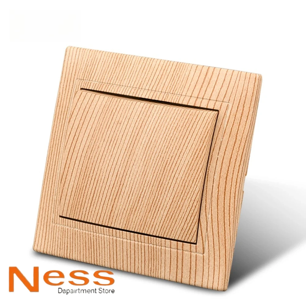 NESS Wood Power Socket European Standard Wall Socket Electrical Outlett Not Ground Embedded Plug Flame Retardant Plastic Panel