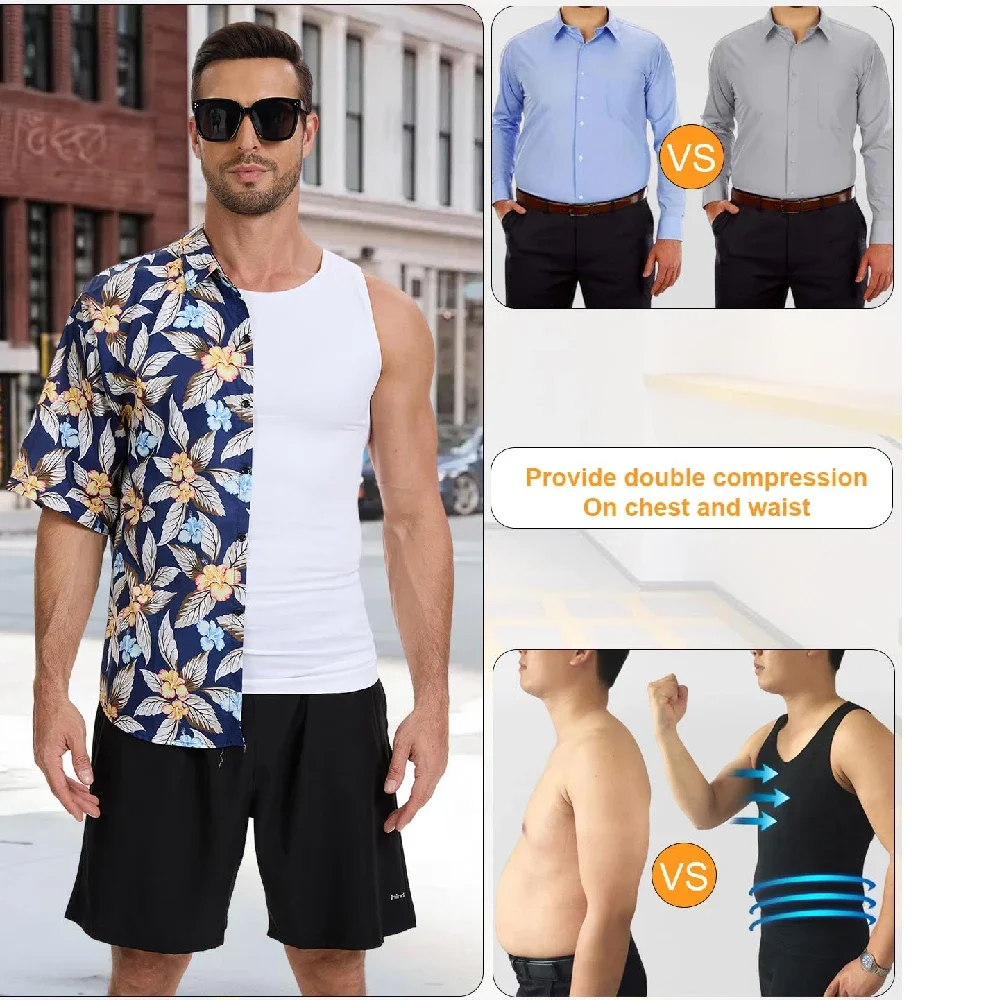 

Men Slimming Body Shaper Sleeveless Compression Vest Tank Top, Targeted Abdomen Flatten Control Undershirt Sweat Wicking Fitness