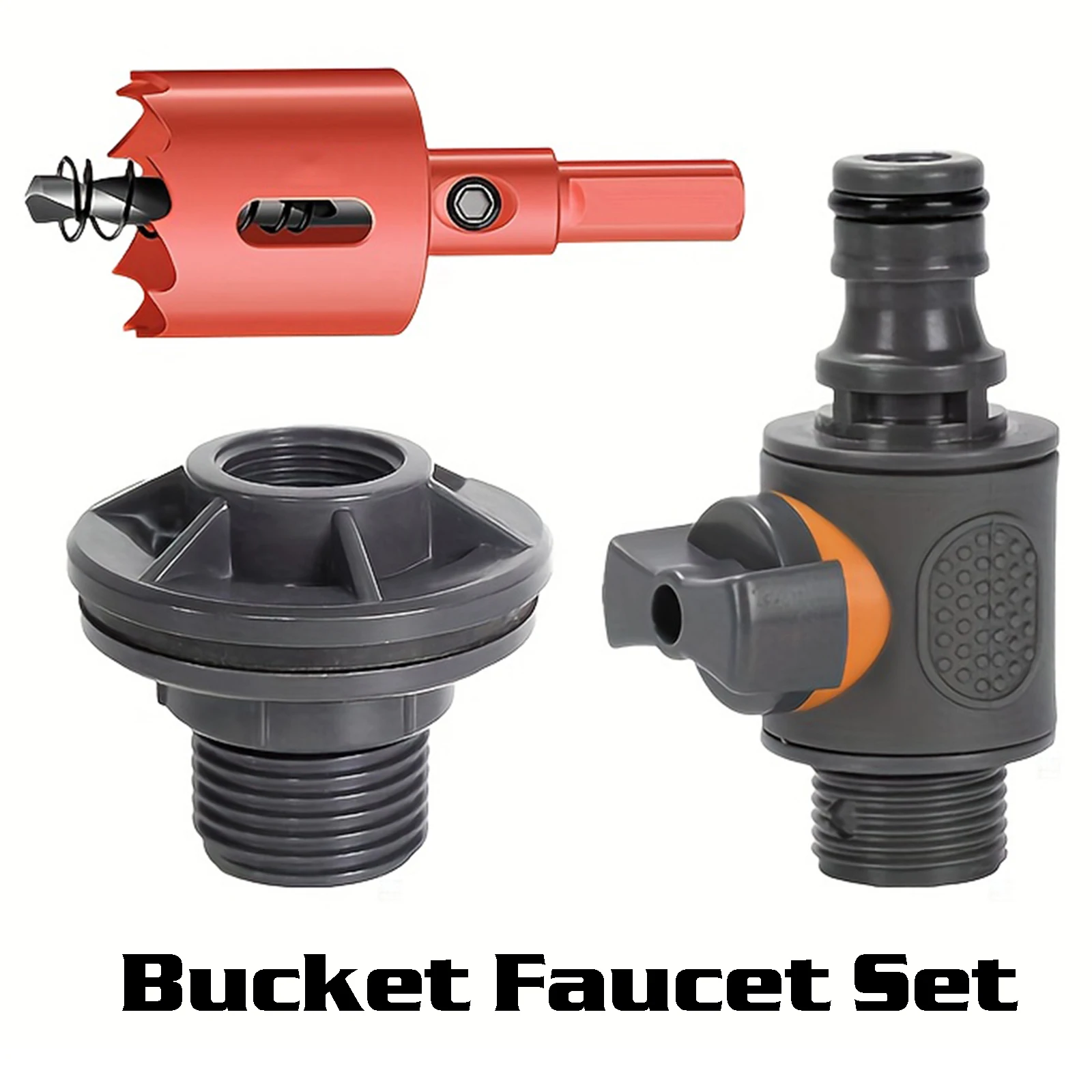 3 Pcs Kit Rainwater Bucket Faucet Nipple Valve Plastic Thread Piercing Plastic Opener Combination Set Garden watering tool Set
