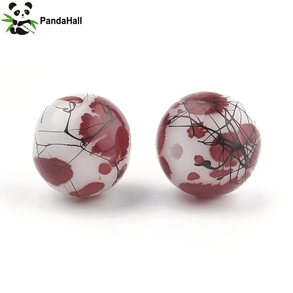 PandaHall 20 Strands Drawbench & Baking Painted Glass Beads Strands Round Dark Red 6mm Hole: 1mm, about 130pcs/strand, 31.4 inch