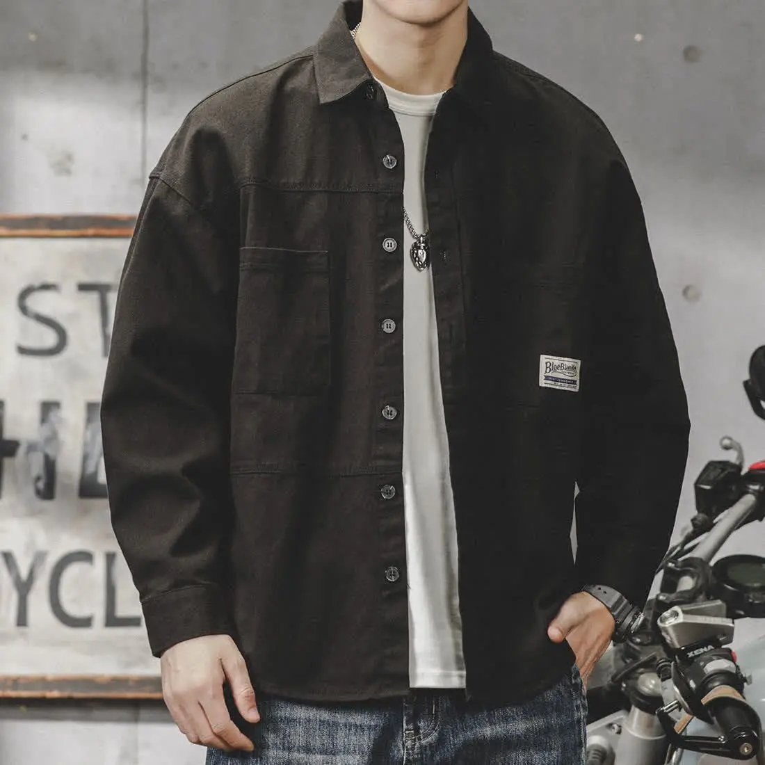 2026 Spring Autumn Men's Casual Workwear Jacket American Style Shirt Large Size Multi Pocket Outdoor Breathable Polyester
