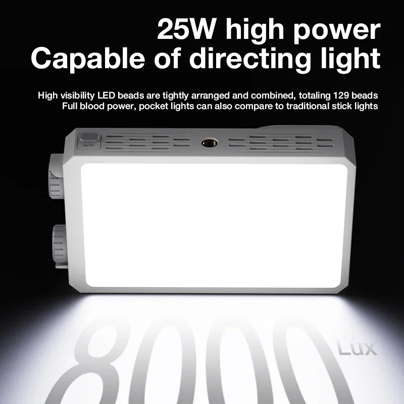 25W RGB Camera Light Video Fill Lamp Dimmable 2500K-9000K CRI≥95 Portable Mini Handheld Pocket Light for Tiktok YouTube