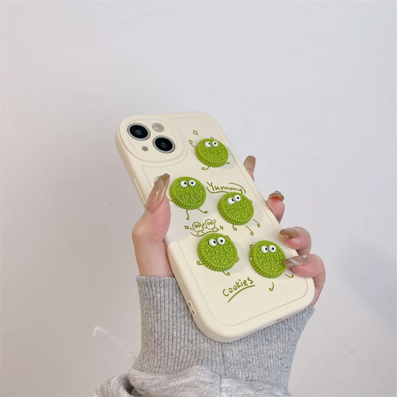 Green Cookies Phone Case For iPhone 14 13 12 11 Pro XS MAX XR 7 8 Plus Mini SE2020 Silicone Cover Cases