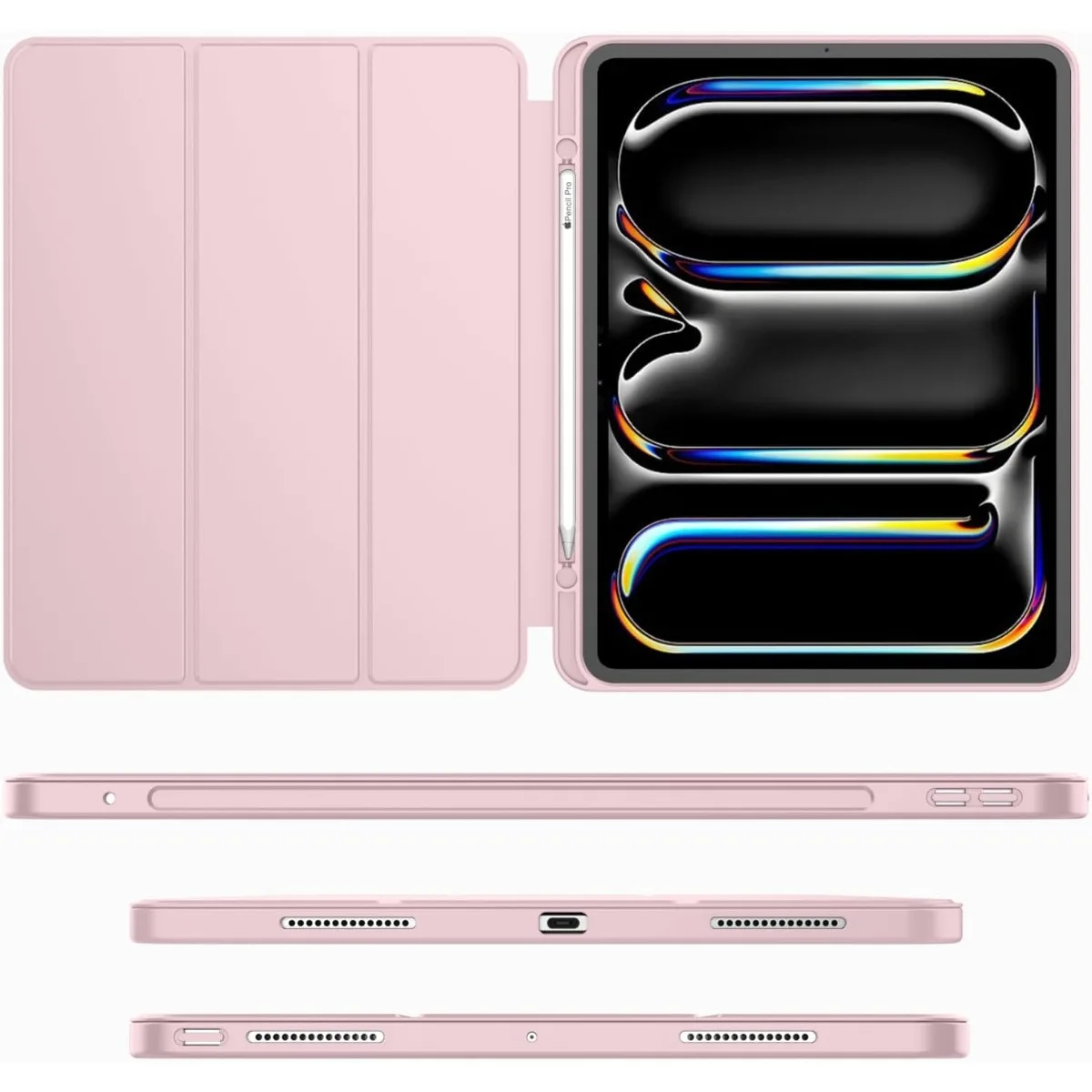 

для iPad Pro 11-дюймовый чехол M4 2024 (го поколения) с держателем для карандашей, [поддержка Pencil Pro и Pencil (USB-C)], Stand Smart