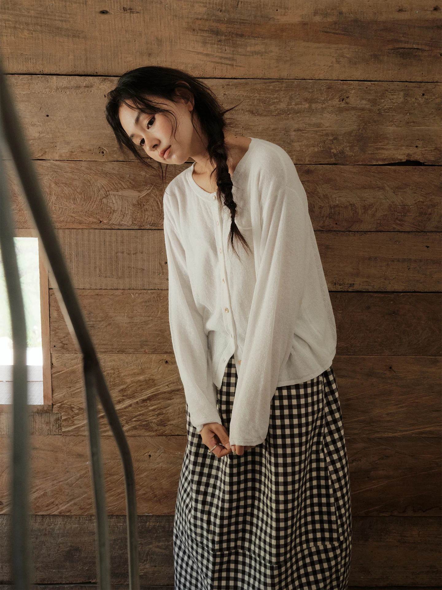 

Double Layer Inteated Knitted Linen Woolen Open Cardigan Early Autumn 0522 Artistic Sle Loose Fit Long Sve round Ne