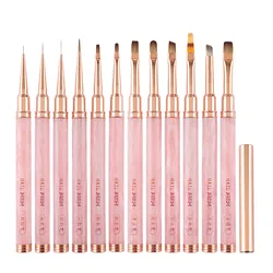 Pink Acrylic Nail Brush Gel Brush For Manicure Acrylic UV Gel Extension Pen Nail Polish Painting Drawing Brush Liner