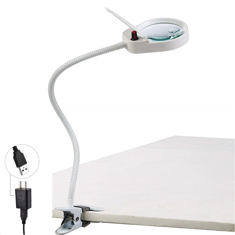 High-Quality Diamond Painting Tools - LED Light With Clip Magnifiers & Flexible Neck Magnifier Lamp PD-5S