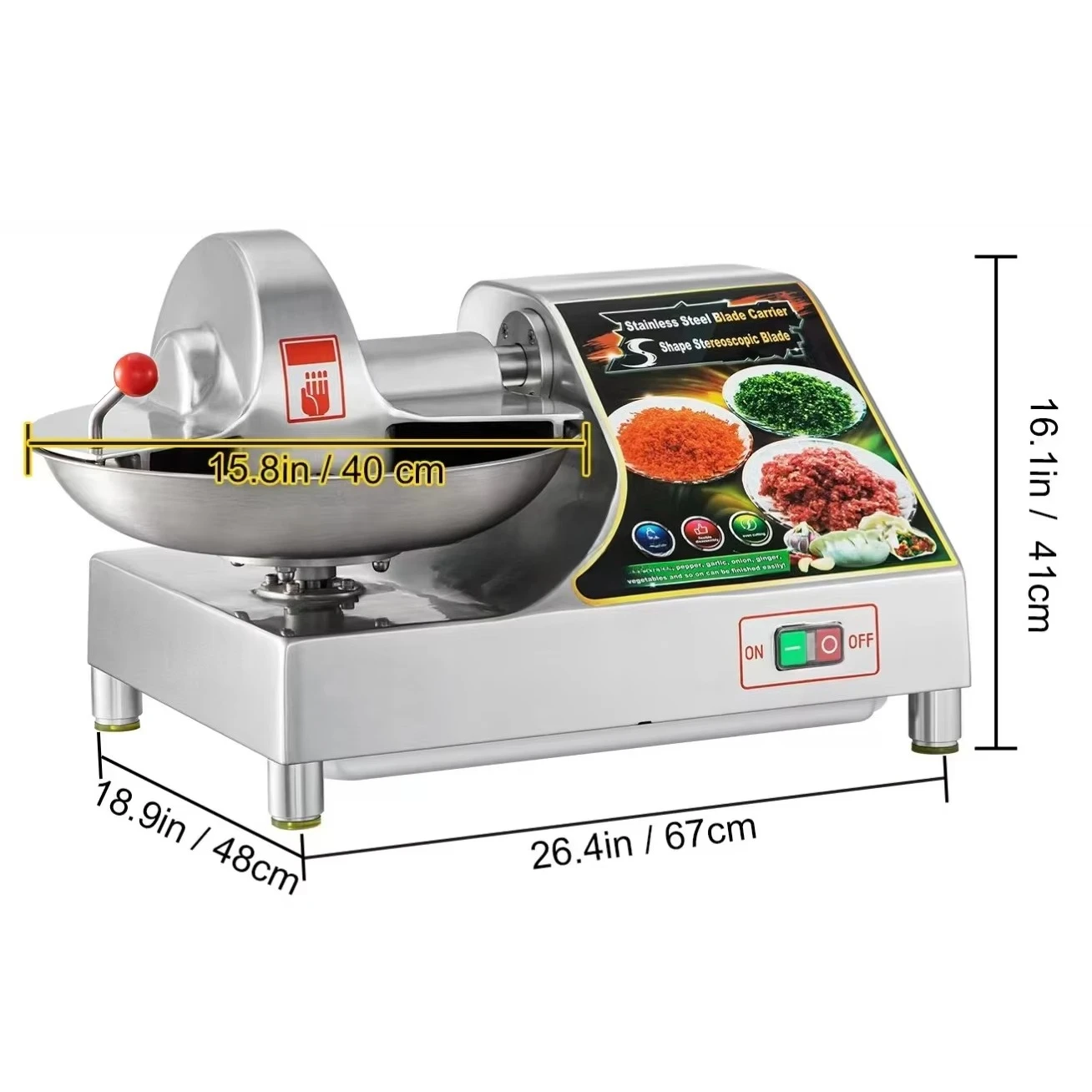 قاطعة وعاء اللحوم التجارية سعة 10 لتر بقدرة 400 وات - خلاط كهربائي، مطحنة - محضر طعام متعدد الوظائف عالي التحمل