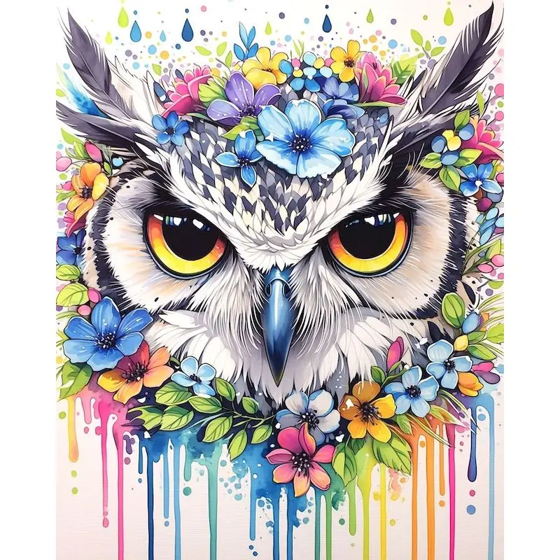 SDOYUNO Modern Paint by Number Colorful Floral Owl Colouring On Canvas For Adults Zero Basis HandPainted Painting By Number Home
