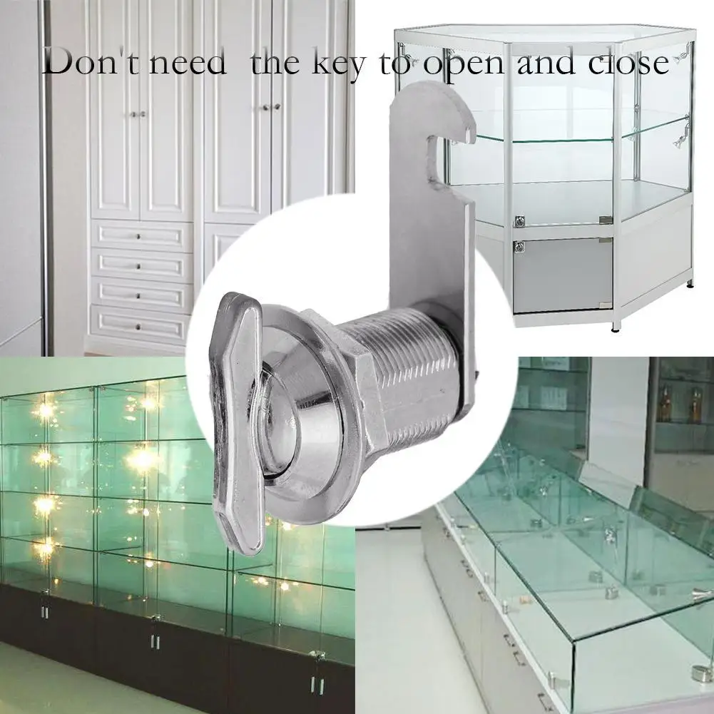 Desk Cabinet Locks Kirsite Display Cabinet Lock Bright Chrome Multi-function Practical Portable Keyless Hardware Accessories