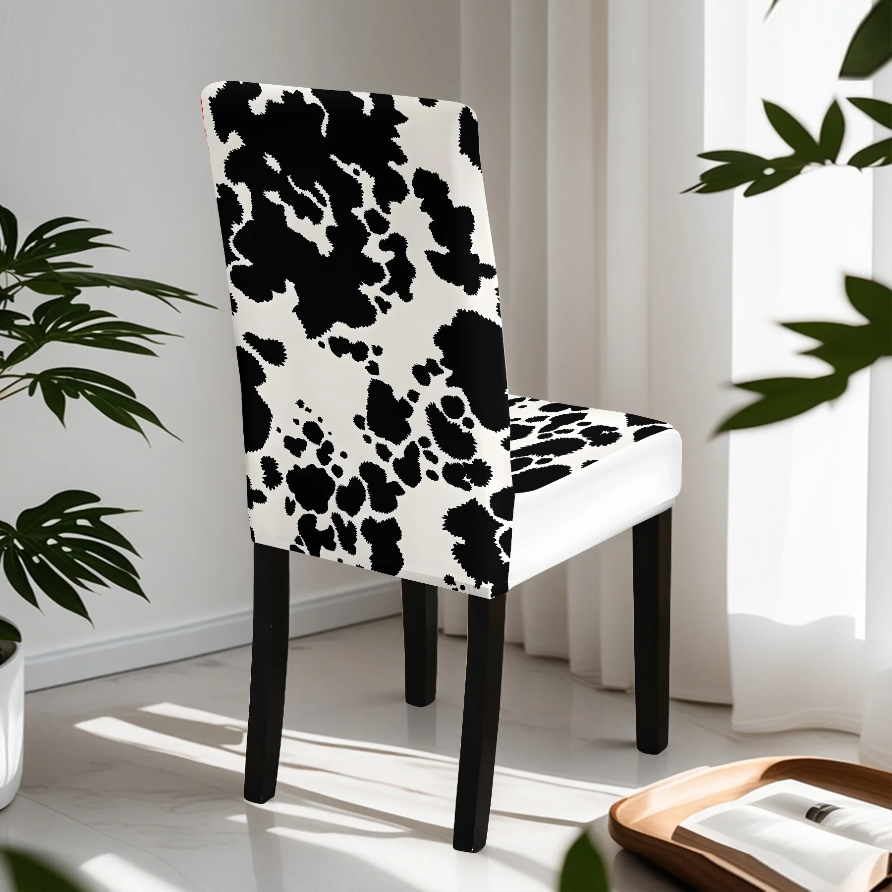 2026 New Cow Print Elastic Chair Cover, All - inclusive Stretch Dining Chair Slipcover, Washable & Fade -