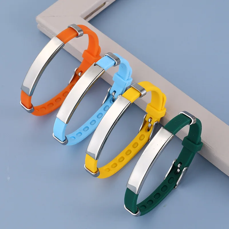 7 mm medizinische Ausweis-Armbänder für Kinder, Edelstahl, verstellbar, Silikon, Allergie, Notruf-Alarm-Armband, kostenlose Gravur – Detail 6