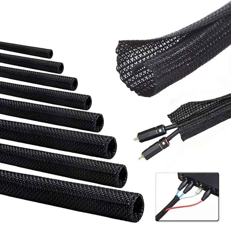 USB Plug Cable Power Cable TV PC Computer Wire Protector Braided Tube Cable Sleeve Split Type Sleeve Cable Protector Sleeve