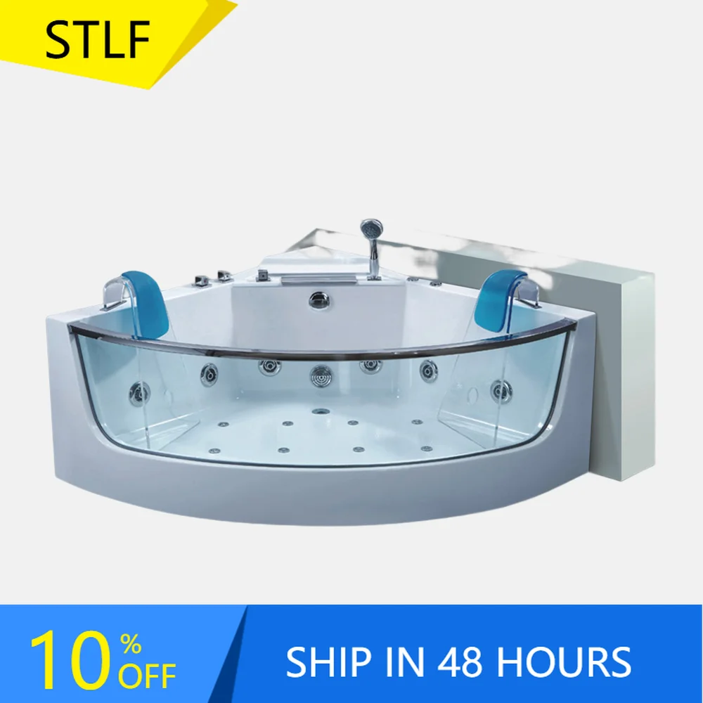 STLFWhite Transparent Acrylic Freestanding Multi-Function Spa Bath Tub with Whirlpool Massage Modern Design
