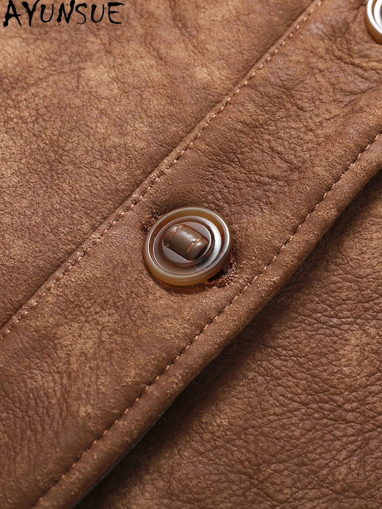 AYUNSUE 2025 Nuova Giacca in Shearling Donna 100% Lana Naturale Giubbotti per Donna Vestiti Giacca in Pelliccia di Agnello di Alta Qualità Abrigo Mujer