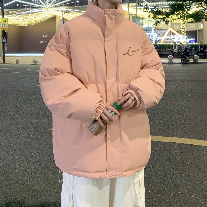 

Men's Thiened Winter Jaet Casual down Oversize Zipper Closure Youth Faion Warm Cotton Coat Bread Sle Leisure Clothing