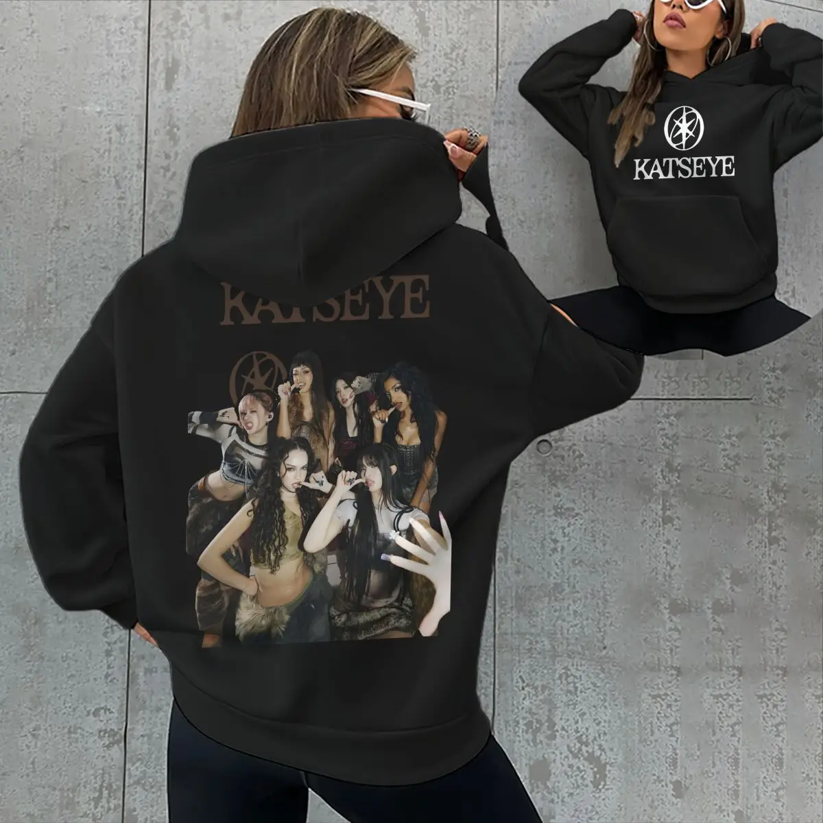 

Корейская женская группа Katseye: графические худи, флисовые винтажные свитшоты с длинным рукавом для мужчин и женщин, модная уличная одежда, хит продаж