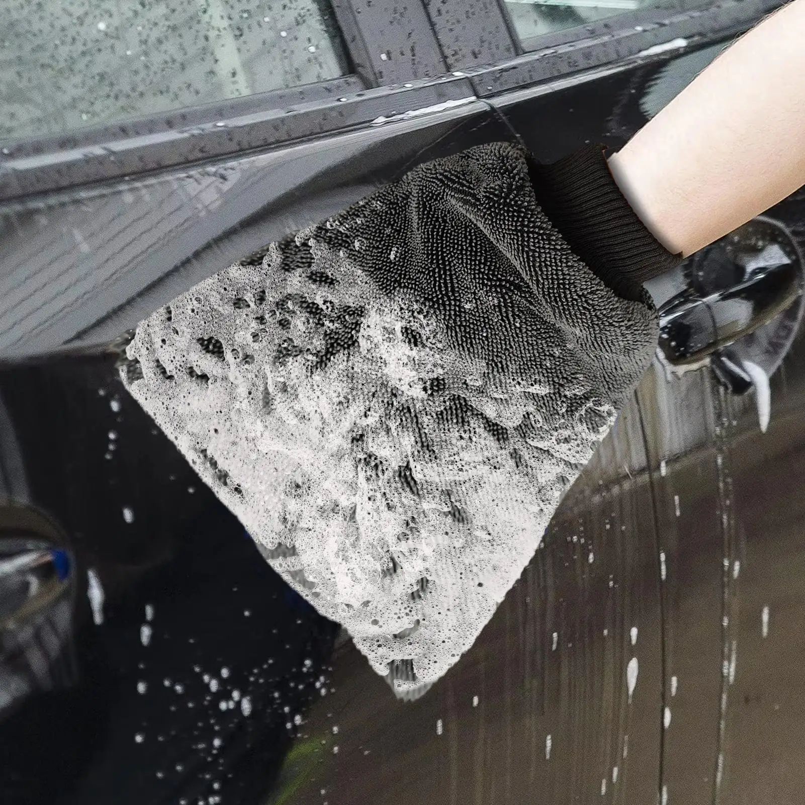 Auto-Waschhandschuh Wasserdichter Reinigungshandschuh aus Mikrofaser Ultra-Weicher Verdickter Waschhandschuh für Autopflege