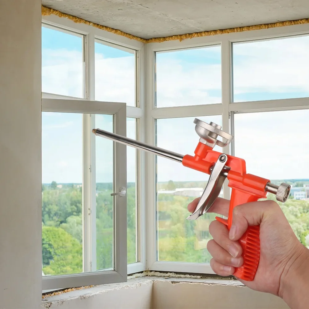 Foam Expanding Spray Gun Pump Sealant Caulking Tool Metal Polyurethane Trigger Sprayer Gun for House Renovation Easy Manual Tool