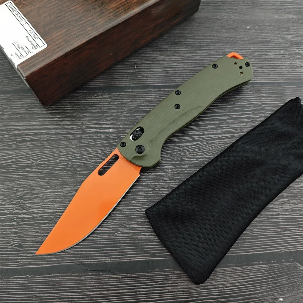 Sharp Tactical BM 15535 Folding Knife Orange Drop Point Blade  G10 Handle Hunting EDC Tools Outdoor Self Defense Knives with Box