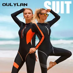 Oulylan Women Wetsuit Long Sleeve Diving Suit One-piece Swimsuit Sun UV Protection UPF50+ Wetsuit Surfing Snorkeling Swimsuit