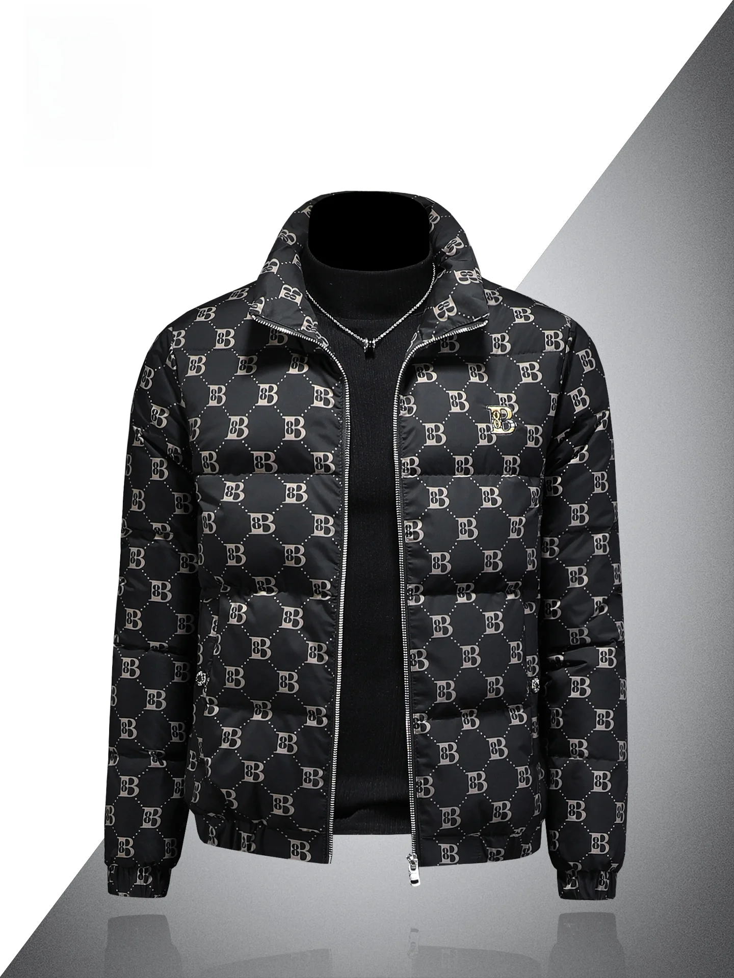 

Faionable Letter Print ort Men's down Jaet Youth Stand Collar Winter Outerwear Slim Fit Warmth High Quali Urban Casual