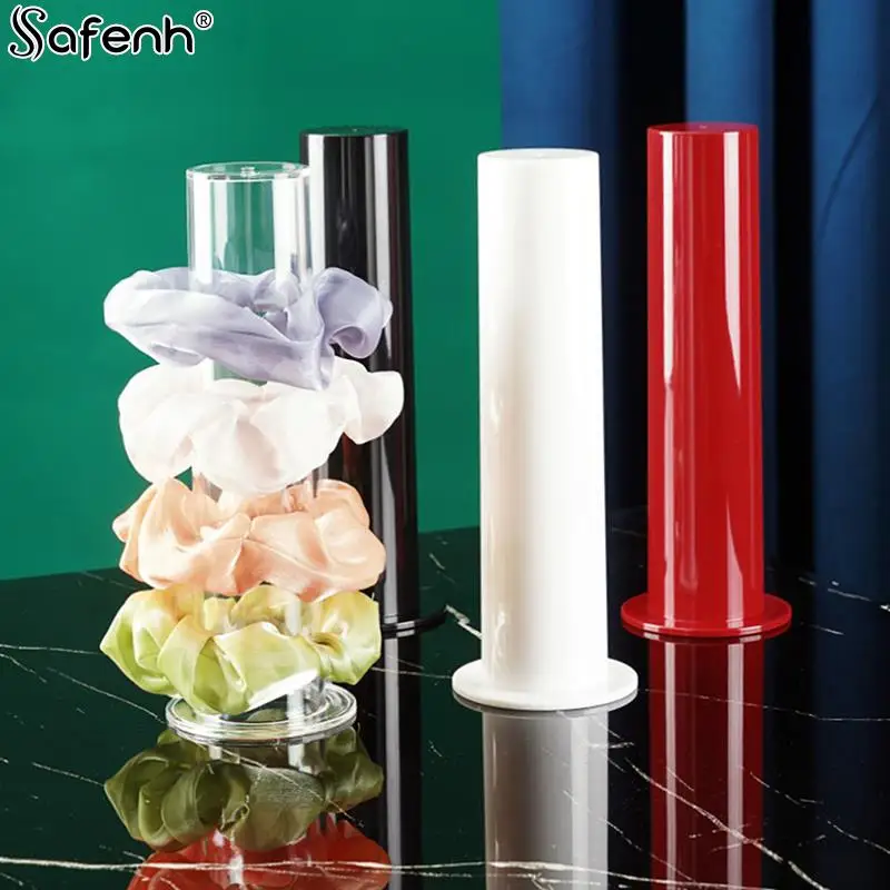 Acrylic Scrunchie Holder StandGirl Clear Scrunchy Tower Hair Tie Organizer Holder Jewelry Bracelet Watch Display Stand Bar Rack