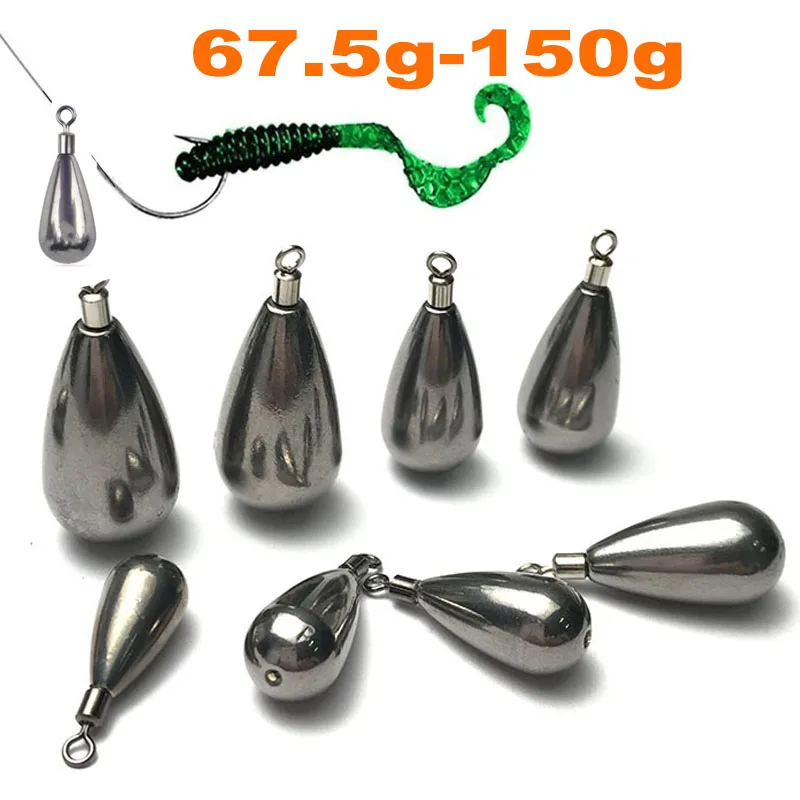 97% Tungsten 67.5g/82.5g/93.75g/112.5g/150g Free Rig Soft Lure Tear Drop Shot Weights, Tungsten Fishing Sinkers Weights For Bass