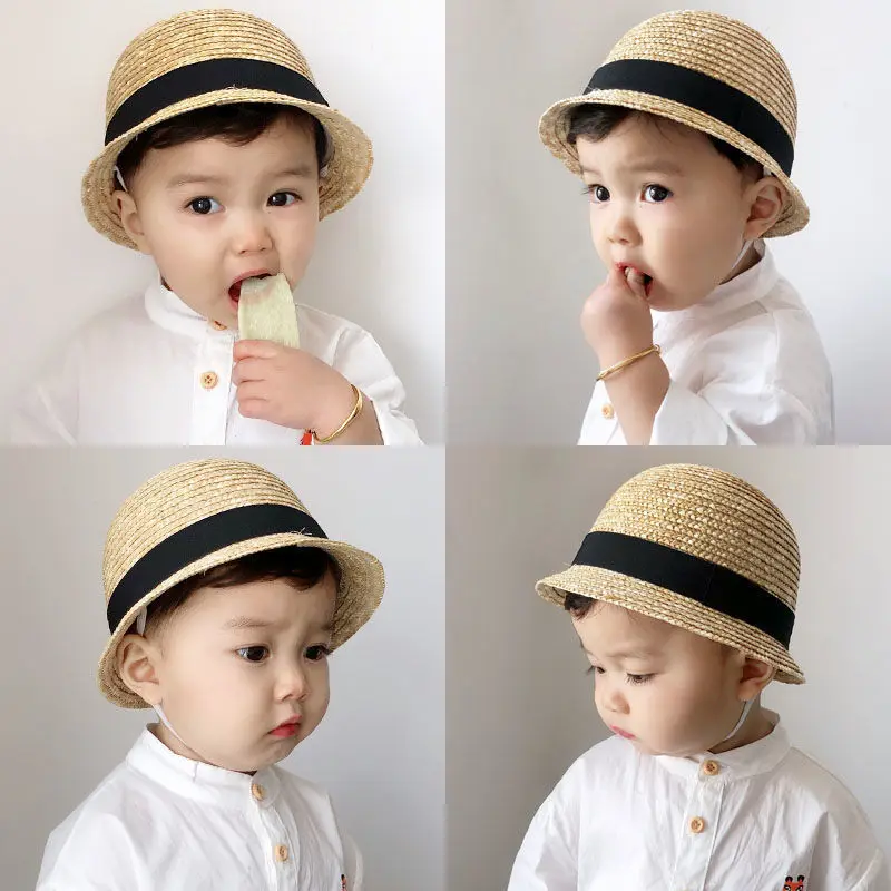 

Корейская детская соломенная шляпа Tide: летняя, милая, с бантом, пляжная, солнцезащитная
