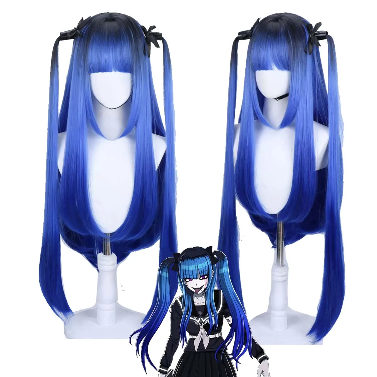 

Women Game The Hundred Line-Last Defense Academ Amemiya Darumi Cosplay Long Blue Wig