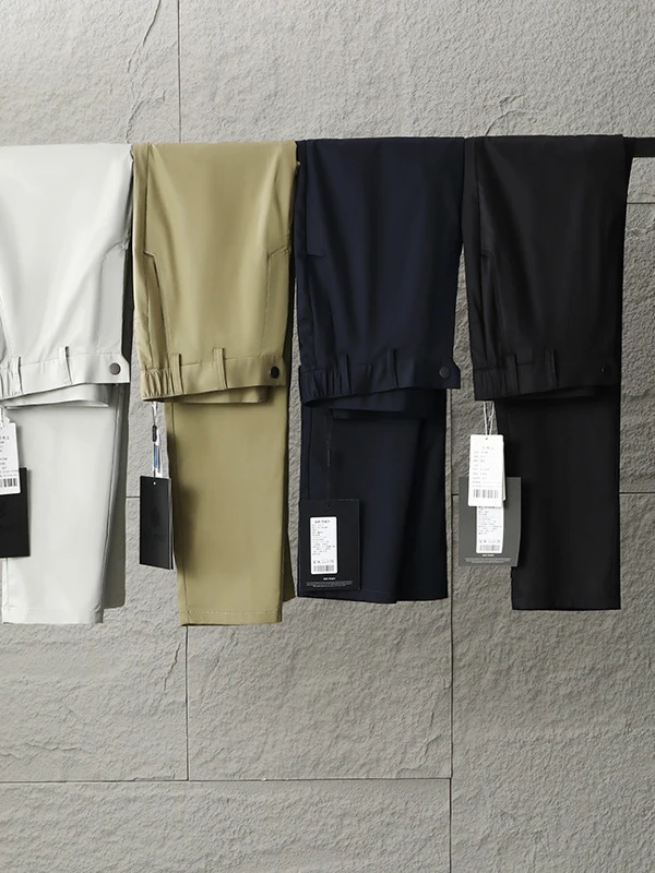 

Spring Summer New Men's Bamboo Fiber Casual Pants Thin Breathable Elastic Straight Leg Busin Casual Versatile Long Trousers