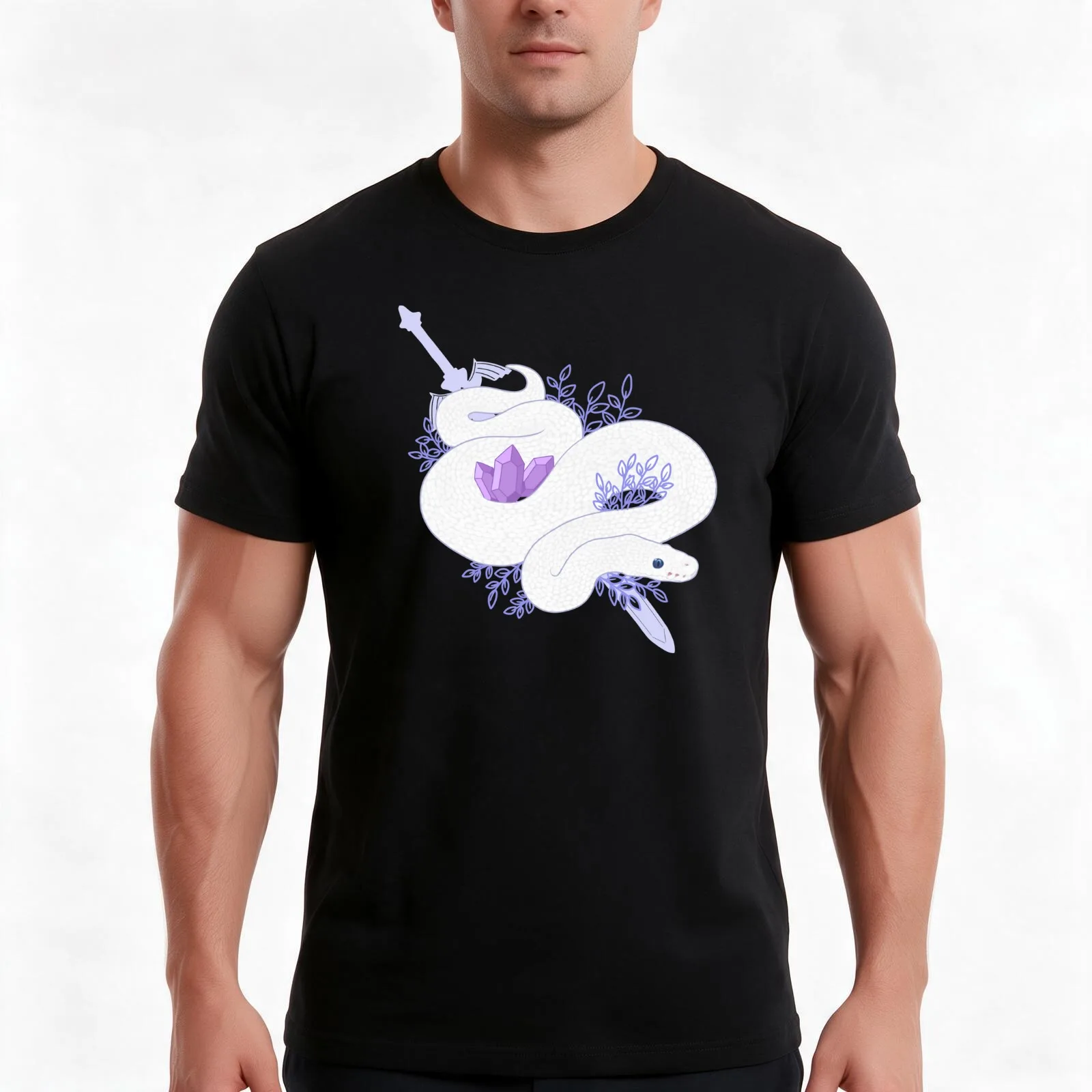 Ball Python and Master Sword T-Shirt Summer Casual Cotton Tee Oversized Streetwear Tops Vintage Graphic Print 100% Cotton