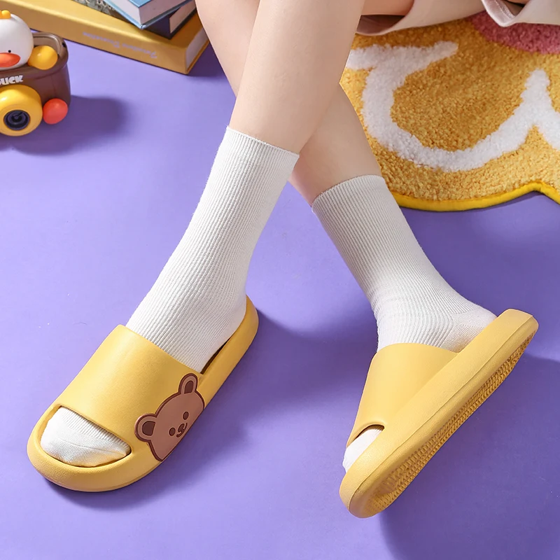 YISHEN Slippers Women Summer Flip Flops Cute Cartoon Bear Shoes Slides For Men Shower Indoor Slippers Beach Sandals Zapatillas
